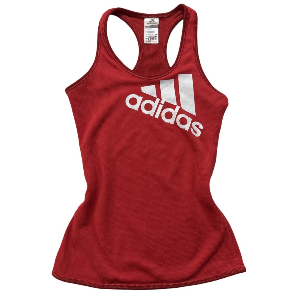 '11 ADIDAS women's red and white climalite racerback active tank, S.